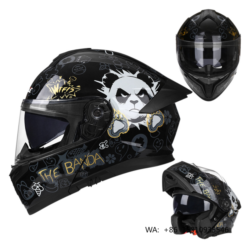 Dual Visor Motorcycle Racing Helmet - DOT Certified Dual Visor Flip-up Full