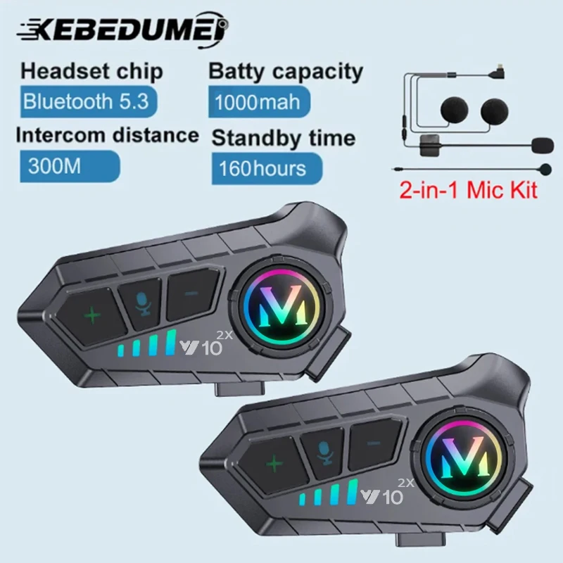 1/2x Motorcycle Intercom Helme - Universal Motorcycle Helmet Intercom Headset 评论和价格