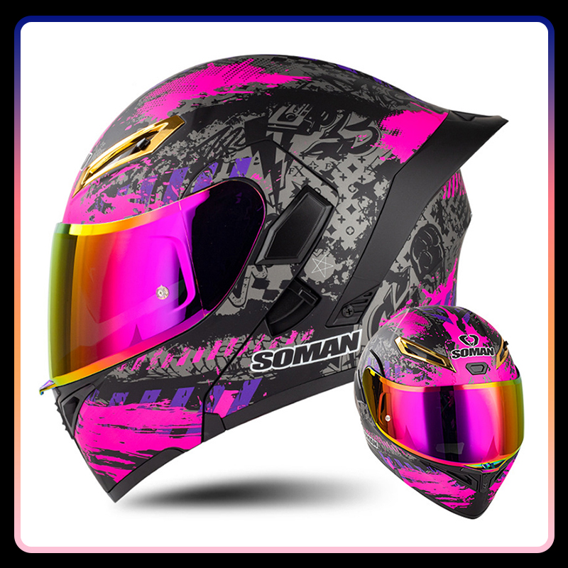 Four Seasons Universal Flip Up - Dual Visor Motorcycle Racing Helmet 评论和价格