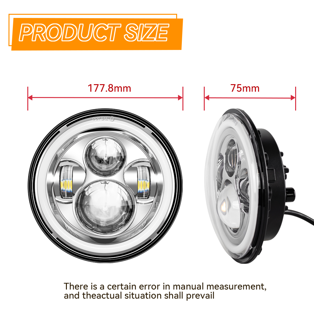 Universal 7' Round Head Light  - Universal Motorcycle Led Headlight Projector 评论和价格