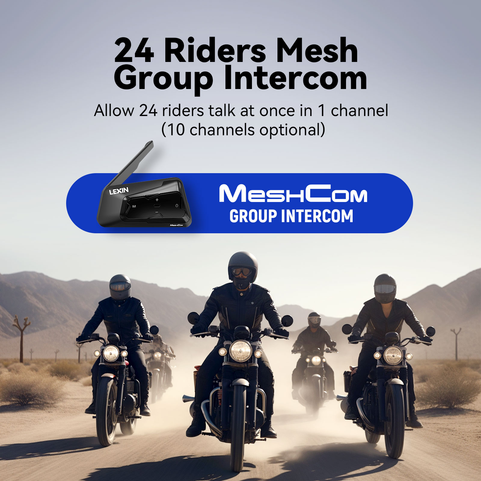 LEXIN-MeshCom Motorcycle MESH& - Universal Motorcycle Helmet Intercom Headset 评论和价格