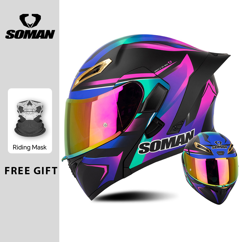 Unisex DOT Approved Dual Visor - Modular Flip Up Motorcycle Helmet Dot Approved 评论和价格