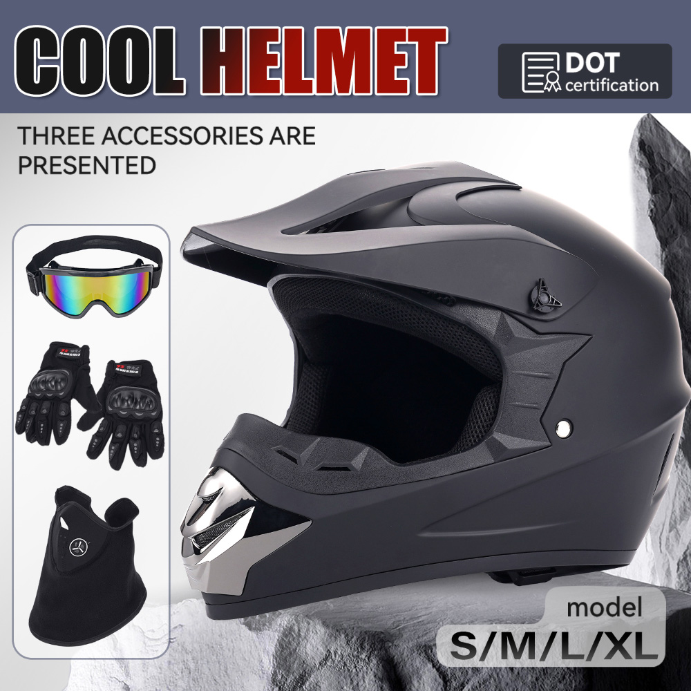 Off‑Road Motorcycle Helmet Fou - Off Road Motocross Helmet Goggles Set 评论和价格