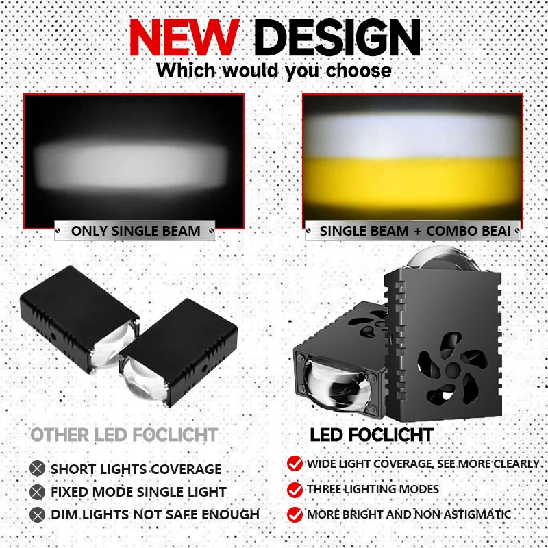 1PCS/2PCS Mini LED Driving Lig - Universal Motorcycle Led Headlight Projector 评论和价格