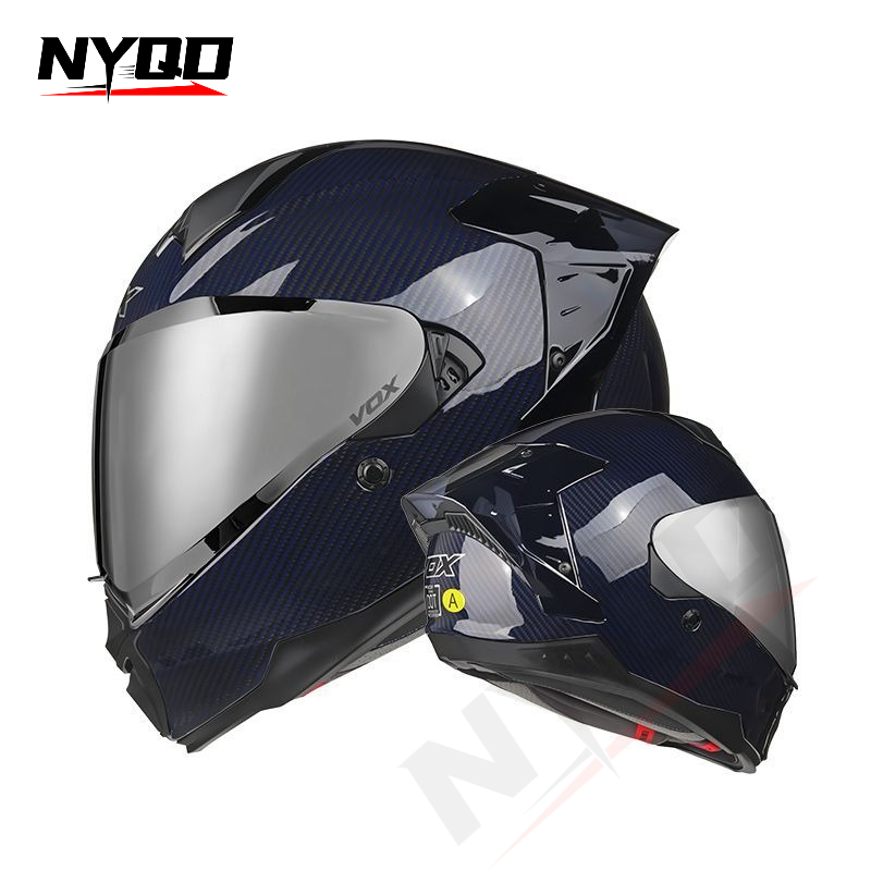 Carbon Fiber Full Face Motorcy - Dual Visor Motorcycle Racing Helmet 评论和价格