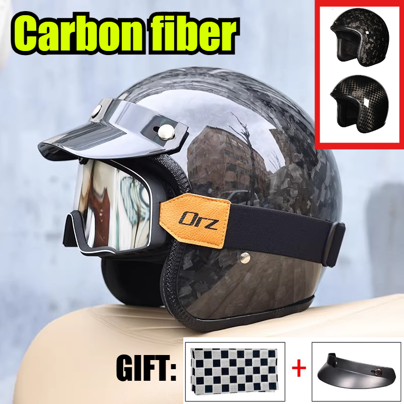 2026 Carbon Fiber Vintage Helm - Carbon Fiber Lightweight Motorcycle Helmet 评论和价格