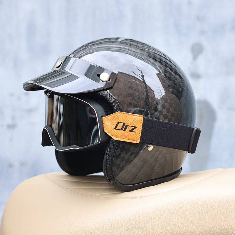 2026 Carbon Fiber Vintage Helm - Carbon Fiber Lightweight Motorcycle Helmet 评论和价格